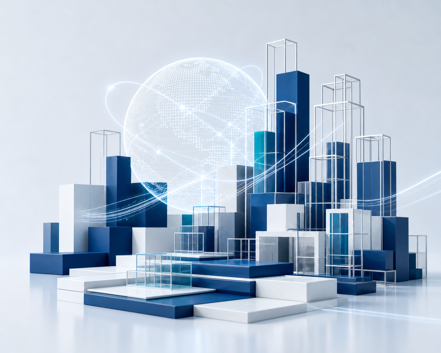 Abstract architectural visualization of integrated enterprise growth systems